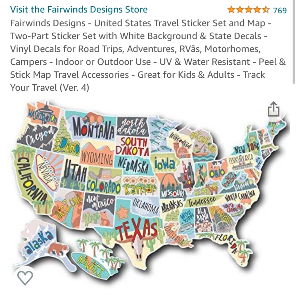 States I’ve been to sticker map never been opened